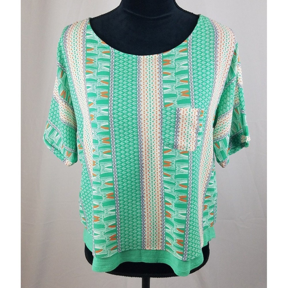 Meadow Rue Anthropologie XS Zane layered tee blouse festival hippie whimsical‎